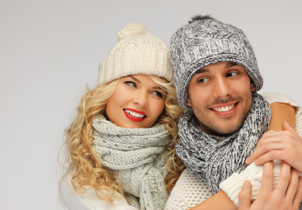 Family couple in a winter clothes - Zdjęcie, obraz