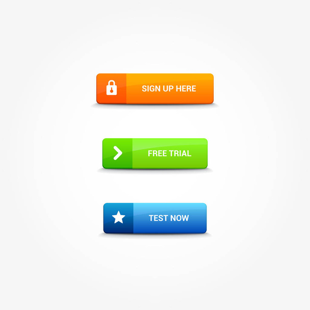 Inscreva-se, teste gratuito & Teste agora Botões
 - Vetor, Imagem