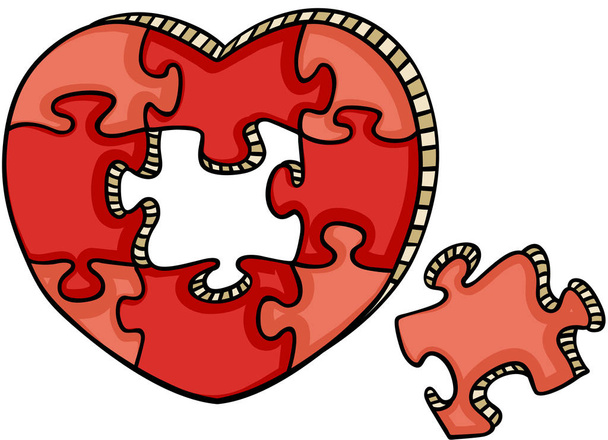 Hartvormige puzzel - Vector, afbeelding