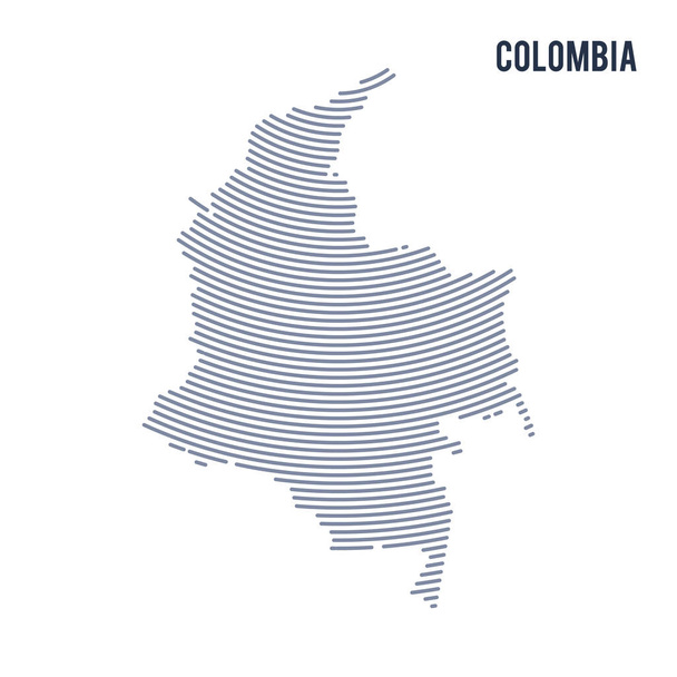 Carta tratteggiata astratta vettoriale della Colombia con linee curve isolate su sfondo bianco
. - Vettoriali, immagini