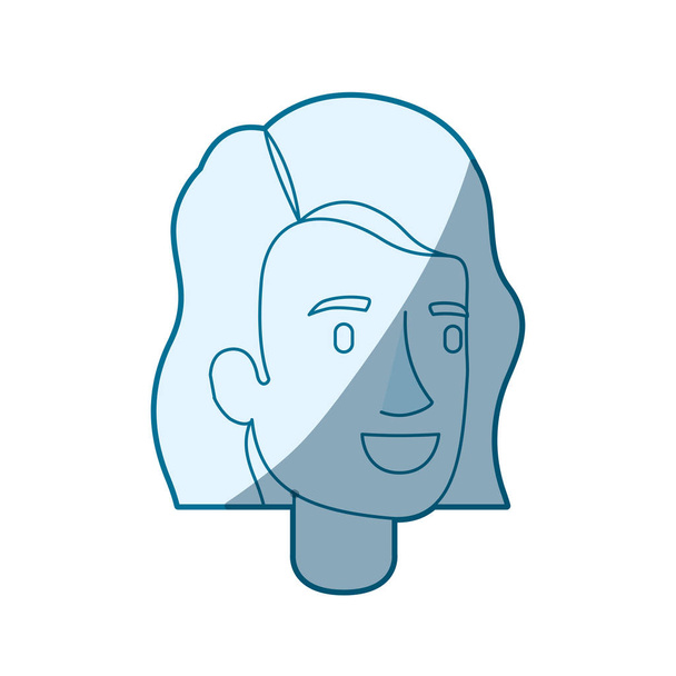 colore blu silhouette ombreggiatura del viso donna con capelli corti e ondulati
 - Vettoriali, immagini