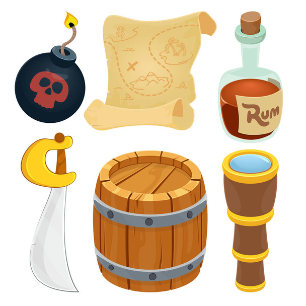 Collection of pirate items - Вектор, зображення