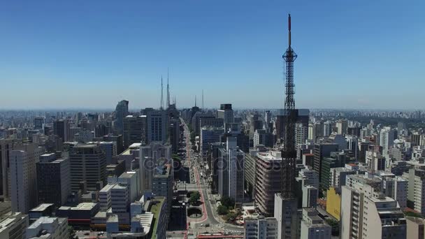 Widok z lotu ptaka Paulista Avenue, Sao Paulo, Brazylia - Materiał filmowy, wideo