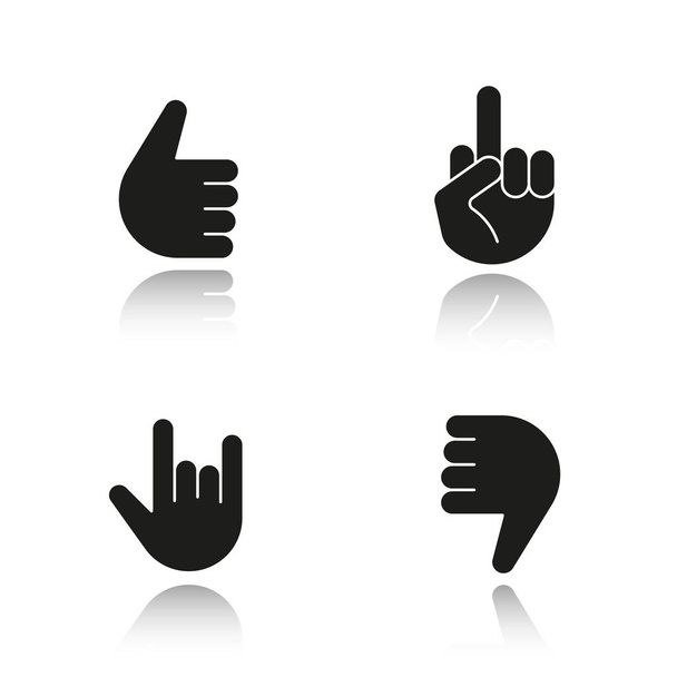 Mão gestos ícones conjunto
 - Vetor, Imagem