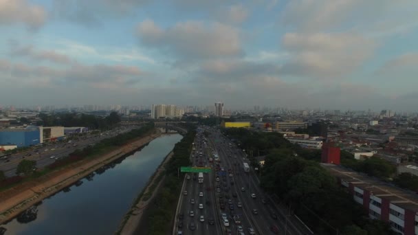 A légi felvétel a marginális Tiete, Sao Paulo, Brazília - Felvétel, videó