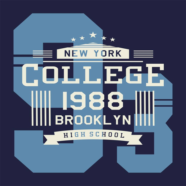 grafikus new York-i college brooklyn iskola - Vektor, kép
