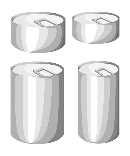 Collection of various tins canned goods food metal container grocery store and product storage aluminum flat label canned conserve illustration. Web site page and mobile app design vector element. - Vector, Image