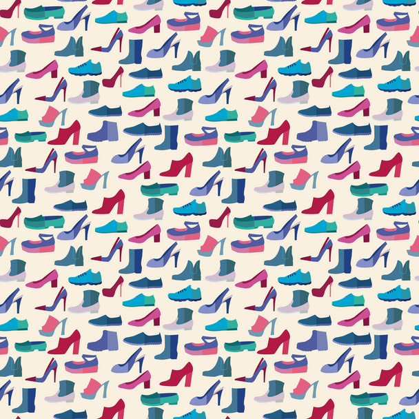 Vector shoes fashion collection seamless pattern - Vektor, kép