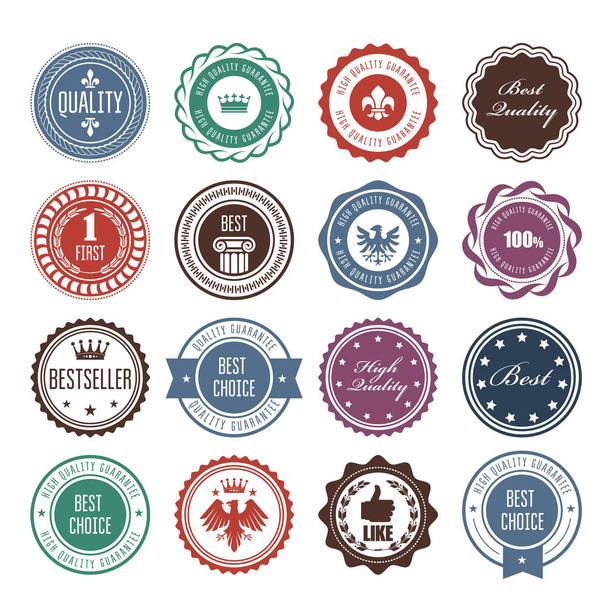 Emblems, badges and stamps - prize seals designs - Vector, afbeelding