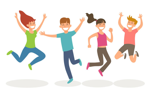 Funny people jumping - Vector, Image