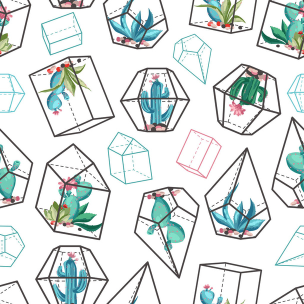 Cacti flower seamless pattern. - Vektor, Bild