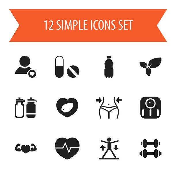 Set van 12 bewerkbare Lifestyle iconen. Bevat symbolen zoals sterke liefde, schalen, Fitness drinken en meer. Kan worden gebruikt voor Web, Mobile, Ui en Infographic Design. - Vector, afbeelding