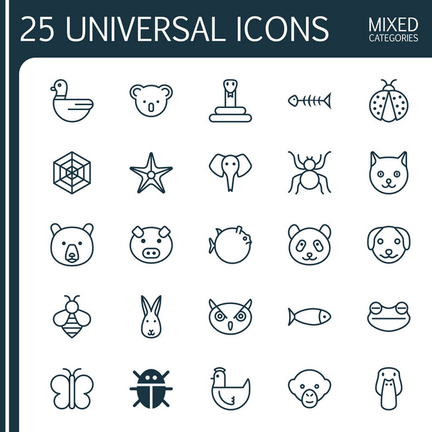 Conjunto de iconos del zoológico. Colección de polilla, ganso, babuino y otros elementos. También incluye símbolos como Piggy, Coño, Estrella
. - Vector, Imagen