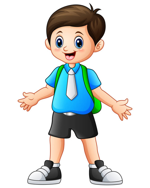 Un garçon mignon dessin animé agitant
 - Vecteur, image