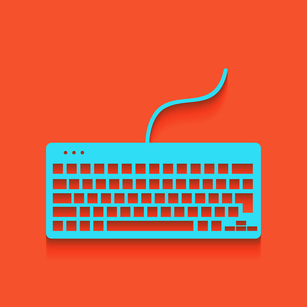 Tastatur einfaches Zeichen. Vektor. blaues Symbol mit weichem Schatten auf Flamingo-Hintergrund. - Vektor, Bild