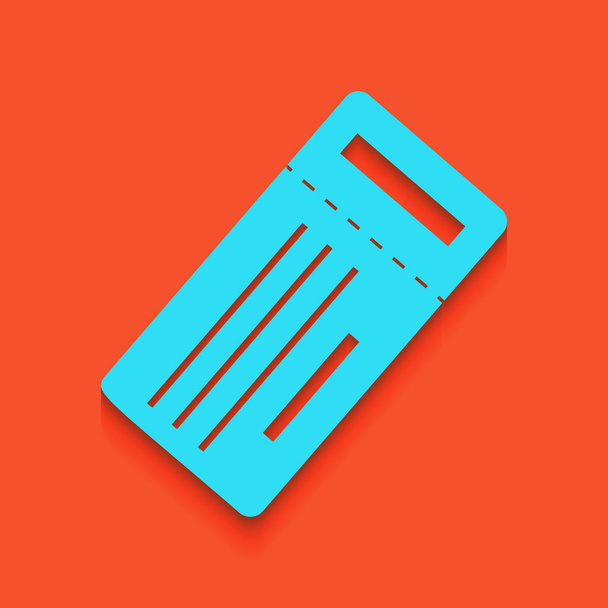 Ticket simple sign. Vector. Blue icon with soft shadow putted down on flamingo background. - Vector, Image