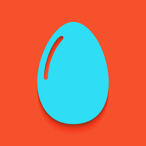 Chicken egg sign. Vector. Blue icon with soft shadow putted down on flamingo background. - ベクター画像