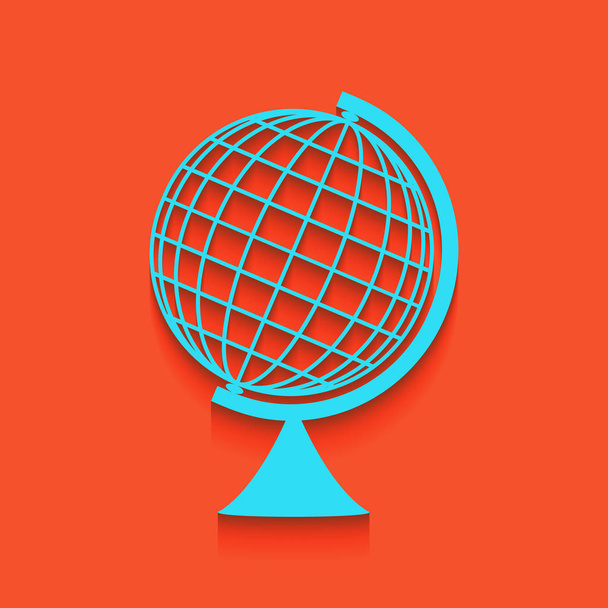 Earth Globe sign. Vector. Blue icon with soft shadow putted down on flamingo background. - Vector, Image