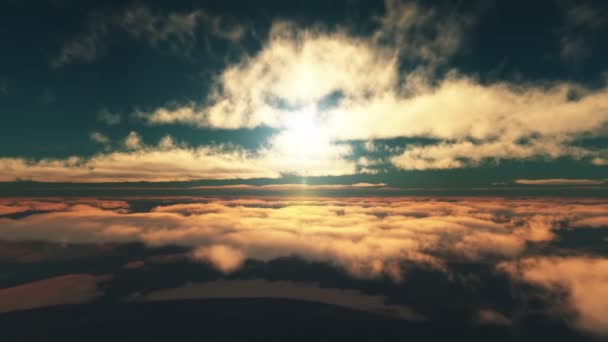 gün batımı bulutların üzerinde 4 k uçmak - Video, Çekim