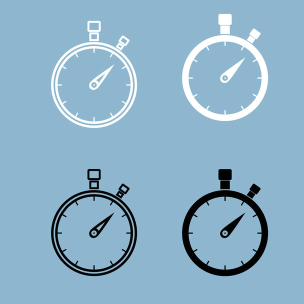 The stopwatch  the black and white color icon . - Vector, Imagen