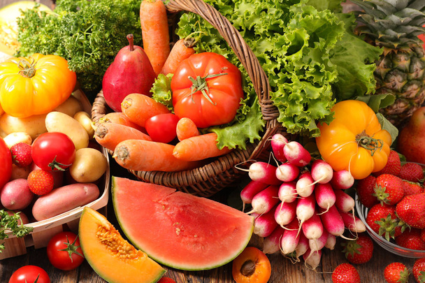 fruits and vegetables in basket  - Photo, Image