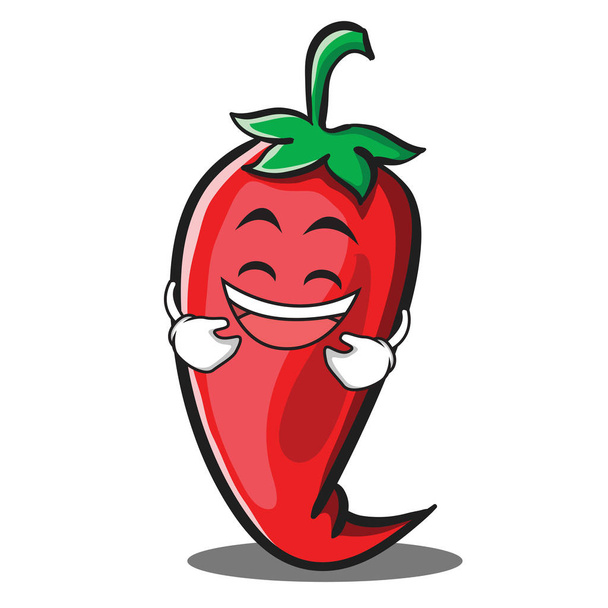 Laughing red chili character cartoon - Vector, afbeelding