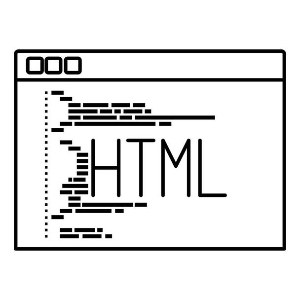 Černobílá silueta programovacího okna s script kódu html - Vektor, obrázek