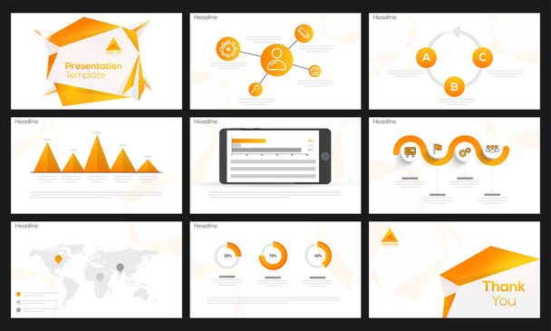 Presentation template with orange infographic element. - Vector, Image
