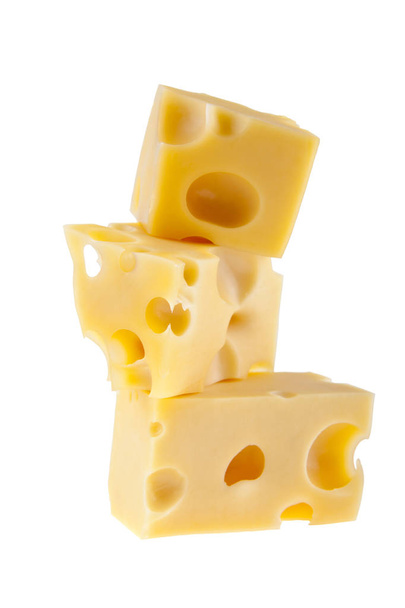 白い背景に隔離されたチーズ - 写真・画像
