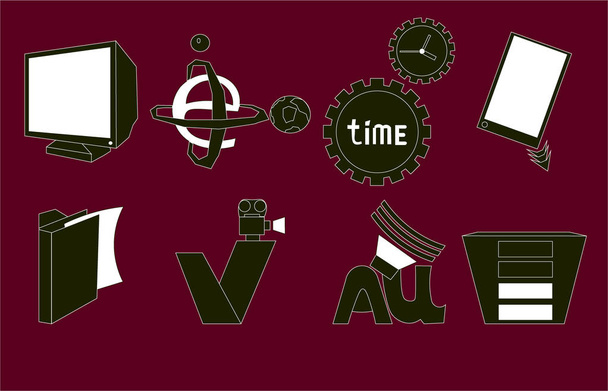 A set of icons for different technologies and subjects. - Vector, imagen