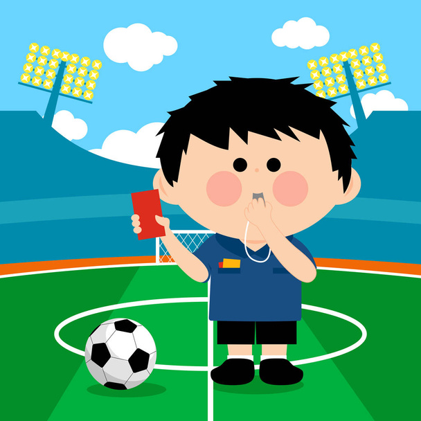 Soccer referee at a stadium - Vector, Image