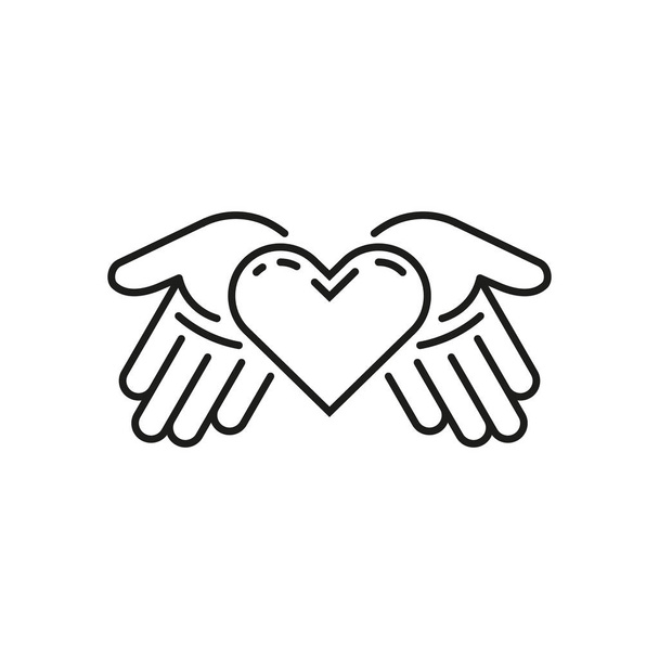 Schwarzweiß-Abbildung Herz in Handflächen - Vektor, Bild
