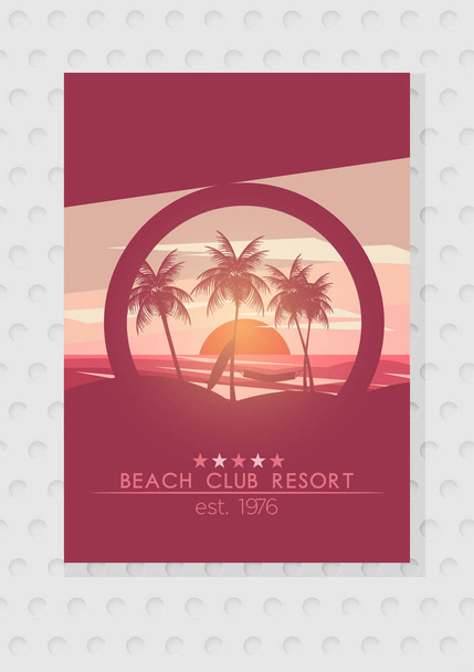 Summer Beach Resort Tropical Island Circle Cut Out - Vector Illu - Vector, Imagen
