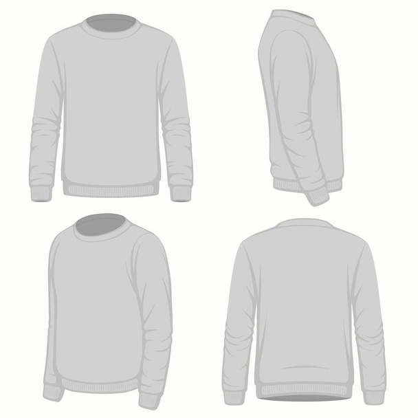 Front, back and side views of blank  hoodie sweatshirt. - Vector, Image