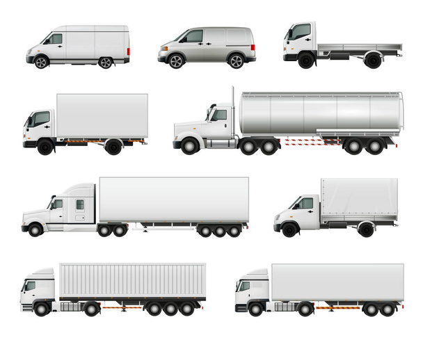 Realistic Cargo Vehicles Set - Vector, Image