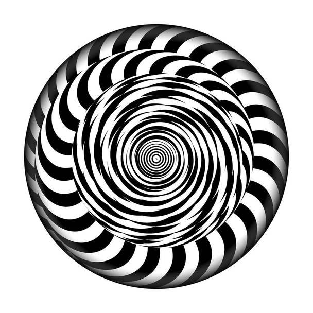 Espiral radial com raios. Ilustração Psicológica do Vetor. Efeito de rotação torcida. Fundo do vórtice preto e branco
. - Vetor, Imagem