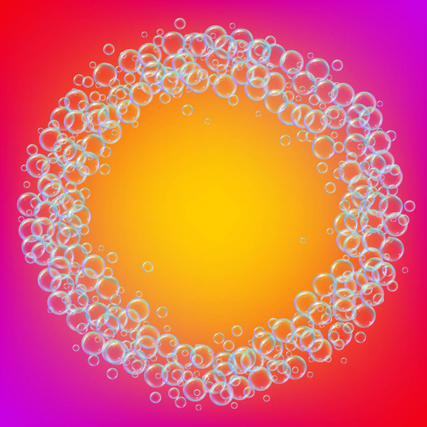 Schuim van de shampoo met kleurrijke realistische bubbels - Vector, afbeelding