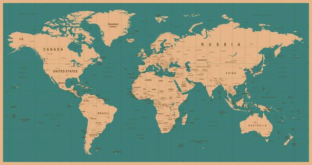 Всесвітня карта Вектор Вінтаж. Детальна ілюстрація всесвітньої карти
 - Вектор, зображення