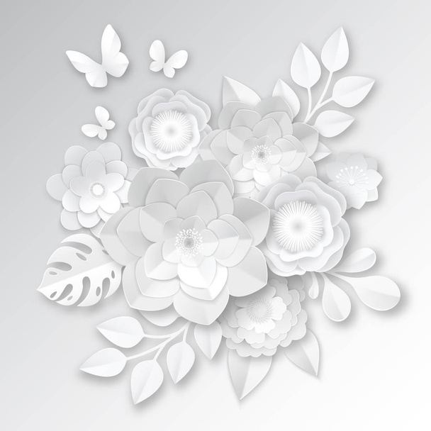 Dokument White Paper květy složení karta  - Vektor, obrázek