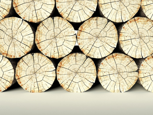 Felled tree stumps, 3d background - Photo, Image