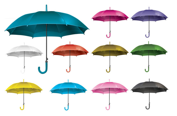 Gerçekçi kümesi açık renk şemsiye - vektör  - Vektör, Görsel