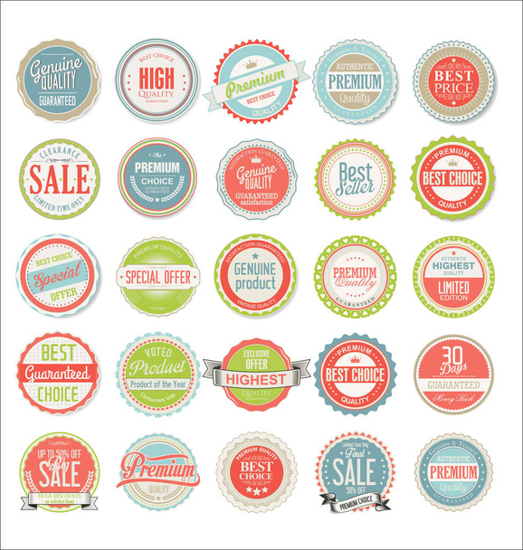 Retro colorful badges and labels collection - Vektor, obrázek