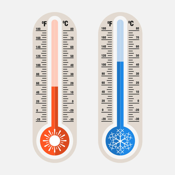 Immagine di termometri meteorologici, misurazione del calore e co
 - Vettoriali, immagini