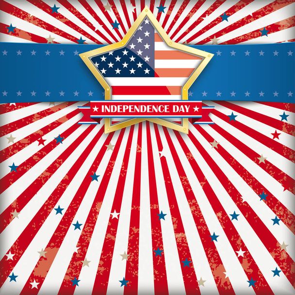Independence Day Retro Banner Golden Star - Vecteur, image