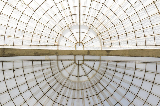 下から見られる温室対称ドームの水平構造 - 写真・画像