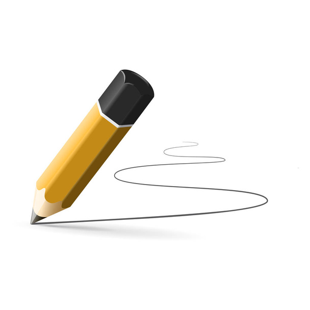 einfacher Bleistift mit gezeichneter Linie - Vektor, Bild