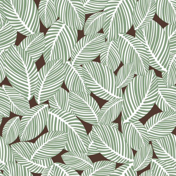 Abstract leaves seamless pattern, vintage vector background. Hand-drawn leaves on a brown background. For fabric design, wallpaper, wrappers - Вектор,изображение