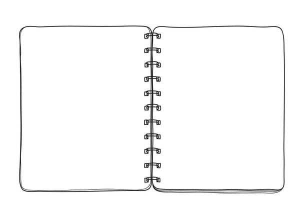 cuaderno mano dibujado sobre fondo blanco línea de cubierta de papel en blanco
  - Vector, imagen
