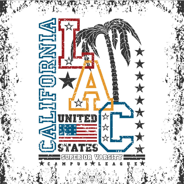 Футболка Лос-Анджелеса, калифорнийская графика, спорт
 - Вектор,изображение