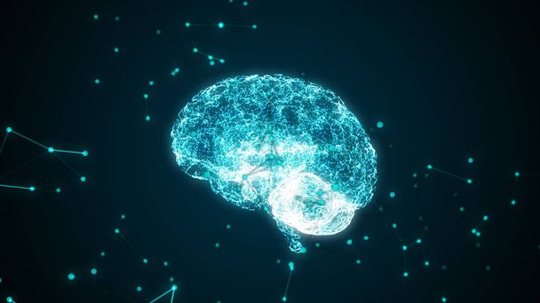 İnsan beyin parçacıkları döner tarafından oluşturulmaktadır. 3D çizim - Fotoğraf, Görsel
